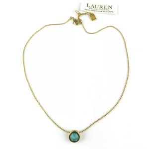 LRL Womens Necklace Gold Tone Turquoise Rhinestone